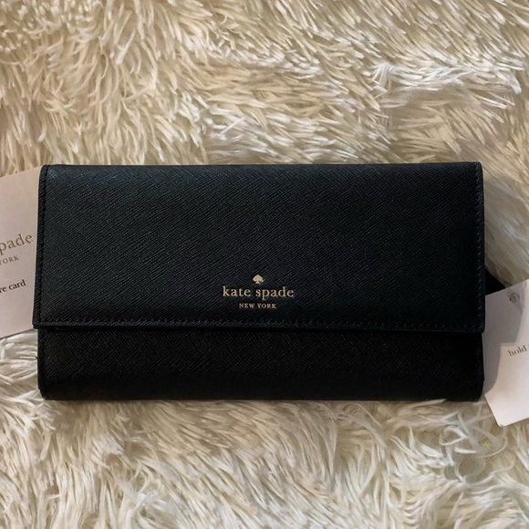 KATE SPADE—“HOLD THE PHONE”, FULL SIZED—NAVY BLUE GENUINE LEATHER WALLET!! NWT!! - Picture 2 of 6